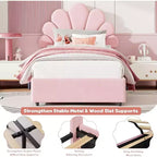 Twin Size Upholstered Platform Bed Frame for Kids with 2 Storage Drawers