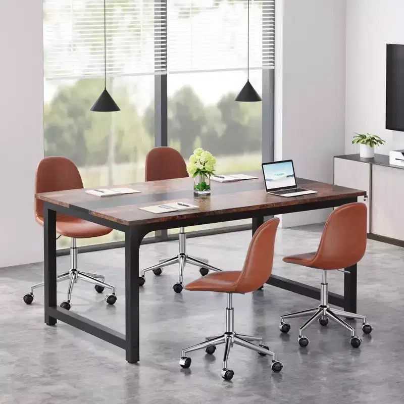 63" Modern Executive Office Desk Brown/Black