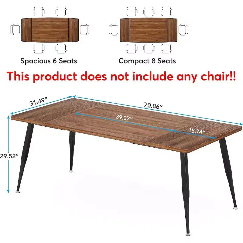 70.86" Rectangular Conference Table Rustic Brown