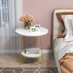 2 Tier Round Side Table White