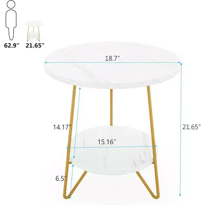 2 Tier Round Side Table White