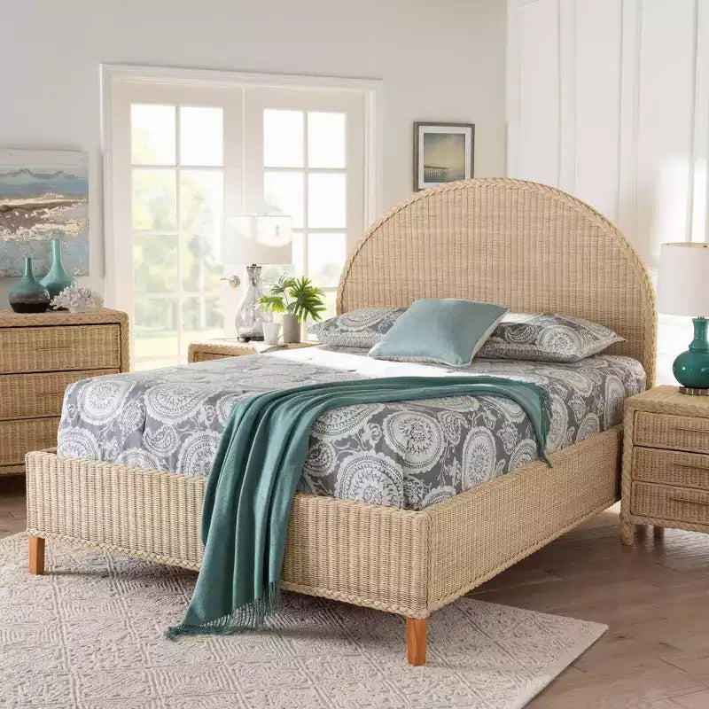bali & Queen Size  Bed Sun-Bleached Rattan