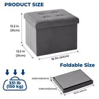 16 Folding Velvet Storage Ottoman Bench Toy Chest Footstool Hold up to 330 lb For Bedroom Living Room