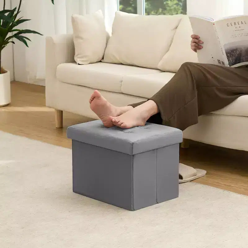 16 Folding Velvet Storage Ottoman Bench Toy Chest Footstool Hold up to 330 lb For Bedroom Living Room
