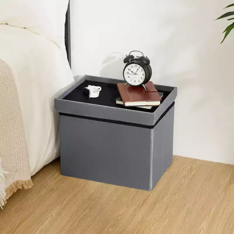 16 Folding Velvet Storage Ottoman Bench Toy Chest Footstool Hold up to 330 lb For Bedroom Living Room