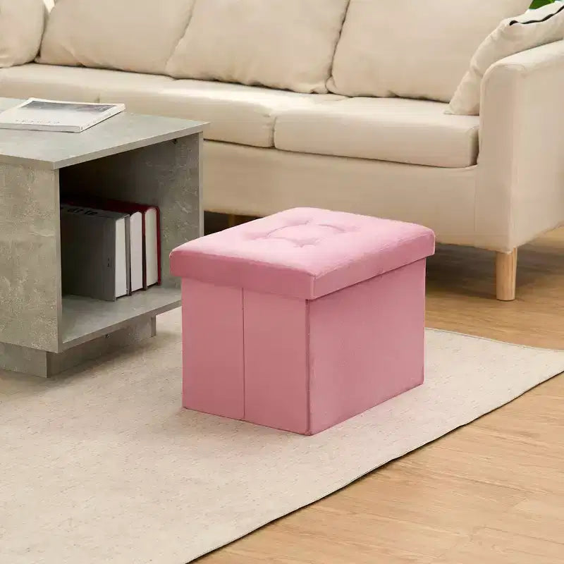 16 Folding Velvet Storage Ottoman Bench Toy Chest Footstool Hold up to 330 lb For Bedroom Living Room