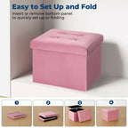 16 Folding Velvet Storage Ottoman Bench Toy Chest Footstool Hold up to 330 lb For Bedroom Living Room