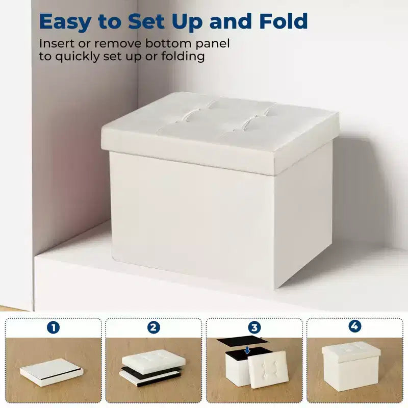 16 Folding Velvet Storage Ottoman Bench Toy Chest Footstool Hold up to 330 lb For Bedroom Living Room