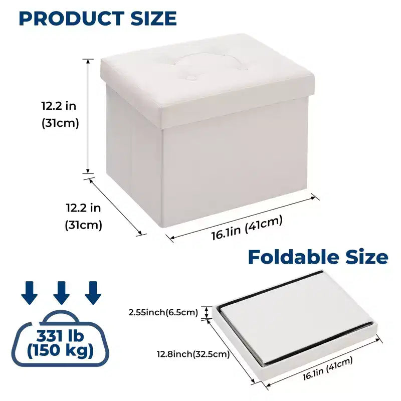 16 Folding Velvet Storage Ottoman Bench Toy Chest Footstool Hold up to 330 lb For Bedroom Living Room
