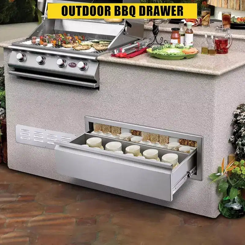 30x23x10 inch Single Drawer Outdoor Kitchen BBQ Island Stainless Steel With Vent
