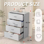 4 Drawer Dresser for Bedroom Modern Chest of Drawers with Steel Frame MDF Storage Gray