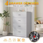 4 Drawer Dresser for Bedroom Modern Chest of Drawers with Steel Frame MDF Storage Gray