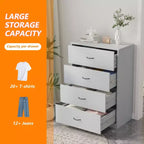 4 Drawer Dresser for Bedroom Modern Chest of Drawers with Steel Frame MDF Storage Gray