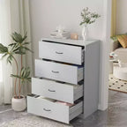 4 Drawer Dresser for Bedroom Modern Chest of Drawers with Steel Frame MDF Storage Gray