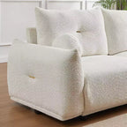 90''W Faux Lamb's Wool Loveseat Sofa, Comfortable Sofa Couch with 2 Ball Pillows 4S -