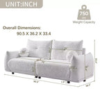 90''W Faux Lamb's Wool Loveseat Sofa, Comfortable Sofa Couch with 2 Ball Pillows 4S -