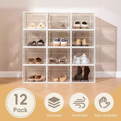 12pk Stackable Shoe Box Storage