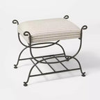 Metal Ottoman Performance Stripe Fabric - Threshold designed with Studio McGee