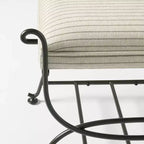 Metal Ottoman Performance Stripe Fabric